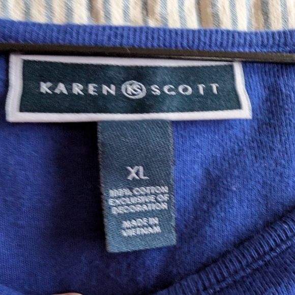 Royal Blue Scotty Scottish Terrier Dogs Top Sparkle XL Karen Scott - Picture 2 of 5